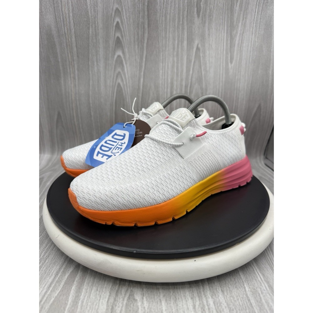 Hey Dude Sirocco Ombre Womens Size 10 White White Pink Casual Slip On Shoes NEW